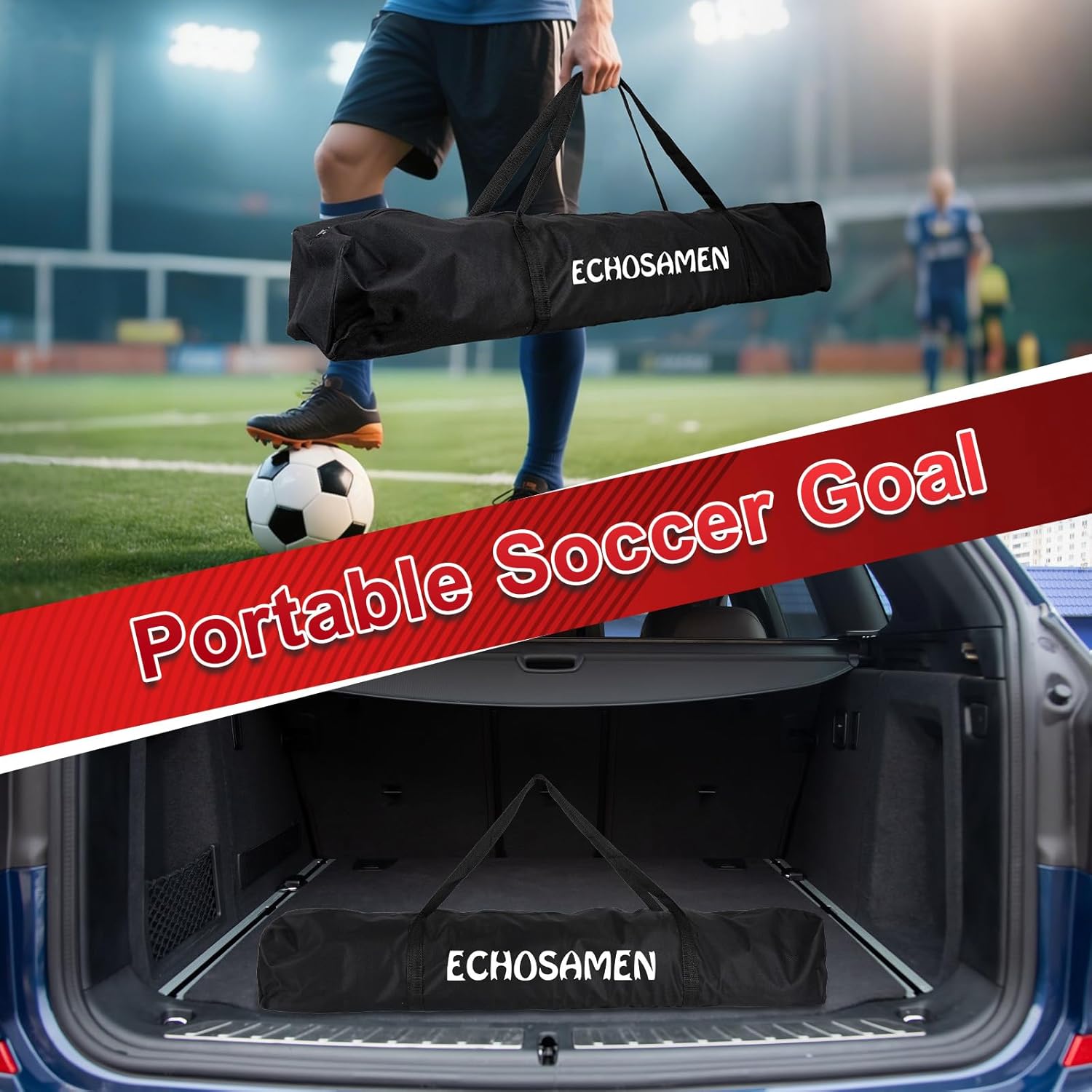 12X6FT Soccer Goal, Portable Soccer Goals for Backyard, Easy to Carry, Easy to Install, Comes with 1 Carry Bag, 4 Ground Nails, Youth and Adult Training Equipment.