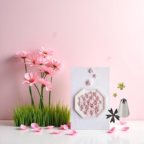 Miniatura 3 de 2F Silver Bakery Puntas de pastelería de acero inoxidable ruso Cupcake Flores de cerezo Glaseado Boquillas para tuberías Herramienta de helado