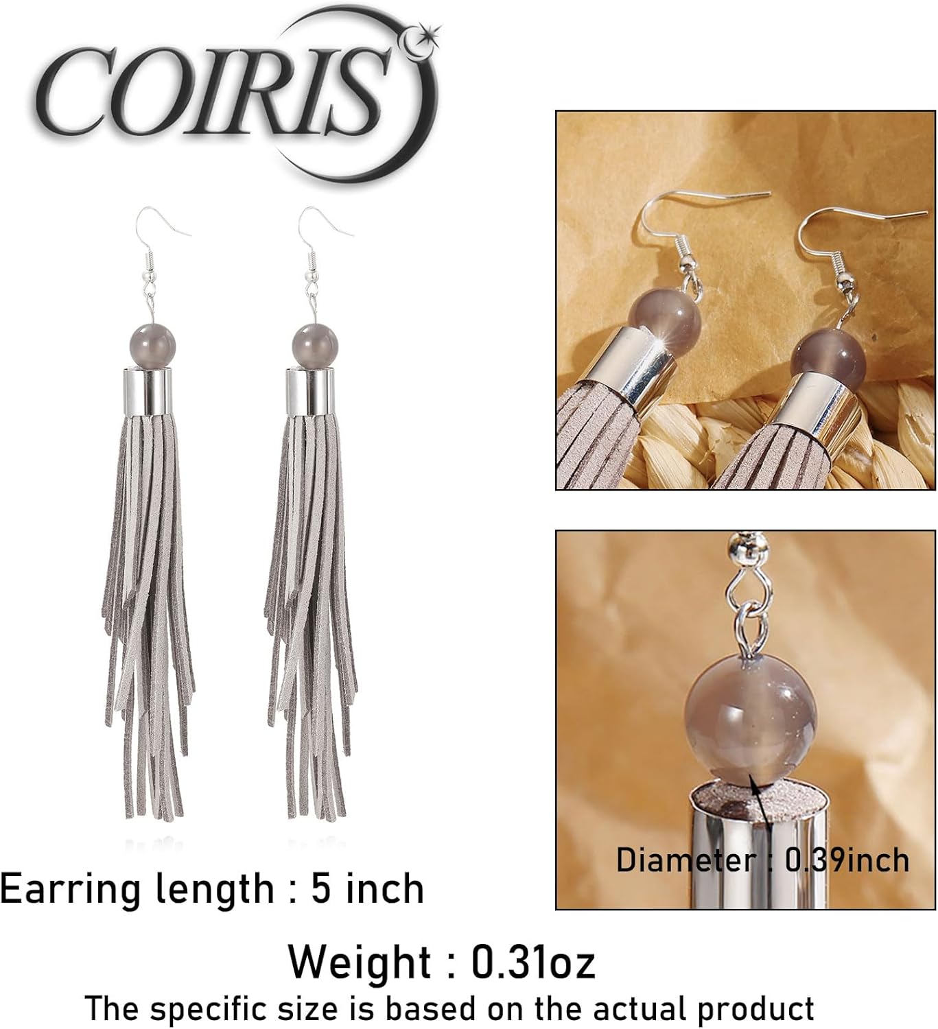 Coiris Boho Leather Layered Tassel Earrings for Women Lightweight Leather Fringe Dangle Earrings Handmade Bohemian Summer Beach Western Drop Earrings for Women - Image 5