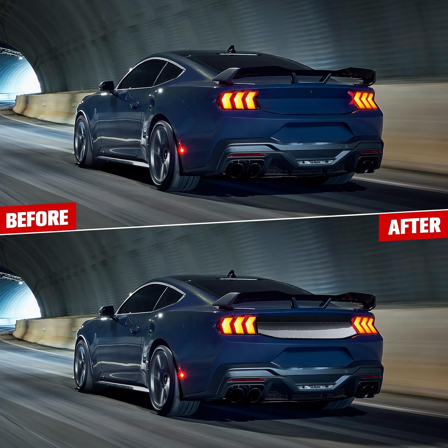 Rear Decklid Trim Panel Compatible with 2024 2025 Mustang GT EcoBoost Dark Horse, Mustang External Accessories Trunk Center Boot Cover Panel Trim for Mustang 2024+, Carbon Fiber Texture