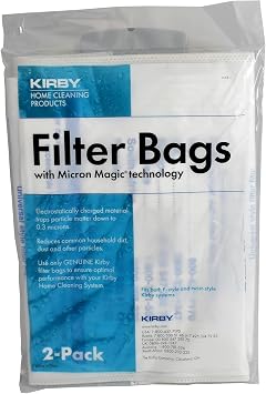 Kirby Micron Magic HEPA Filter Bags 2-Pack | Part #205811 | Genuine Kirby OEM | Fits Avalir, Sentria, G Series | F-Style & Twist-Style