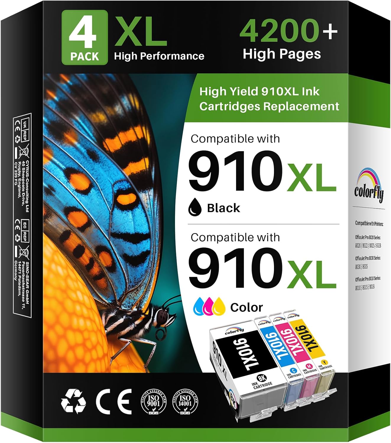 910XL Ink Cartridge Replacement Pack for HP Ink 910 XL Color Black Compatible with OfficeJet Pro 8020 8025 8028 8035 8030 8010 8015 8018 8022 Printers