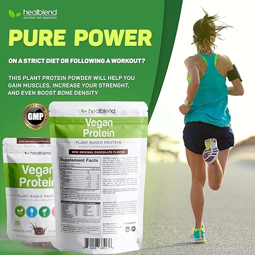 Miniatura 8 de Suplemento dietético vegano en polvo de proteína a base de plantas, sin gluten, sin OMG, sin eritritol, sin soja, sin lácteos, proteína de guisante