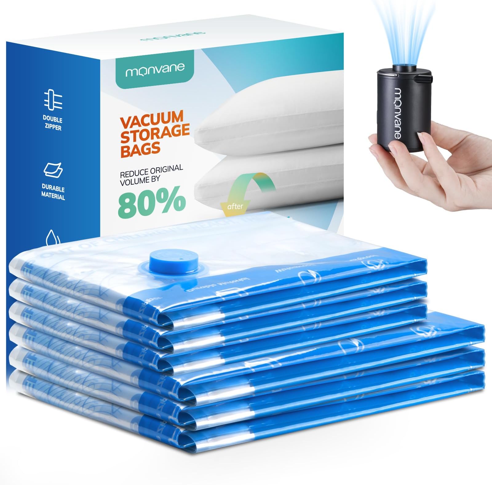 JML Travel Vacuum & Storage Bags 2 Medium and 2 Small Packing Bags