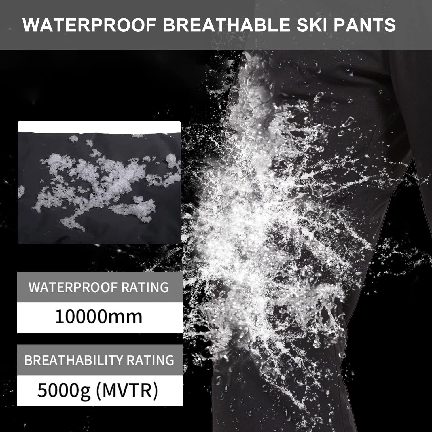 HARD LAND Men's Stretchable Winter Snow Ski Pants Waterproof Insualted Windproof Durable Snowboard Cargo Pants Black Size Large