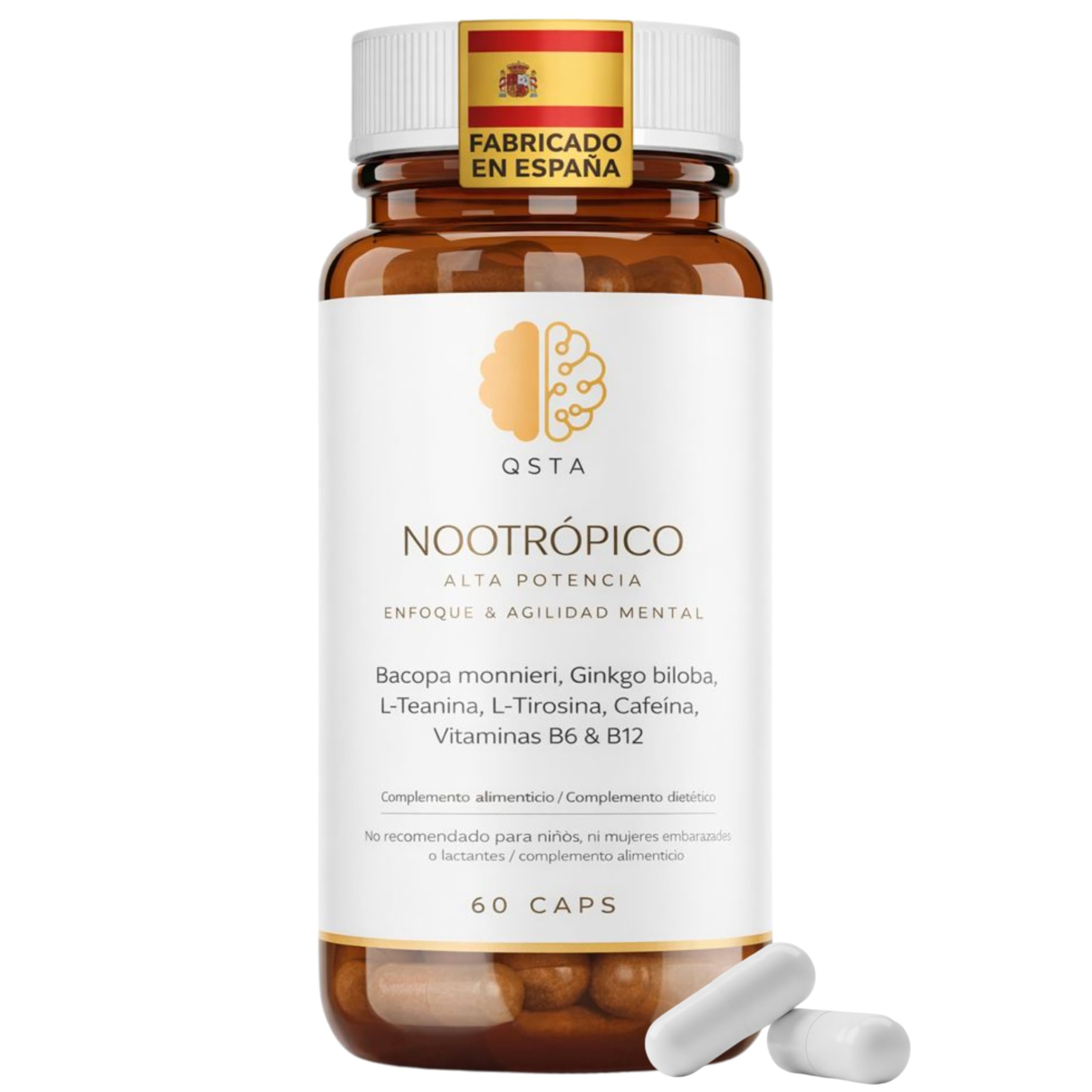Pastillas Memoria y Concentración – Nootropico con Bacopa Monnieri, Ginkgo Bilob