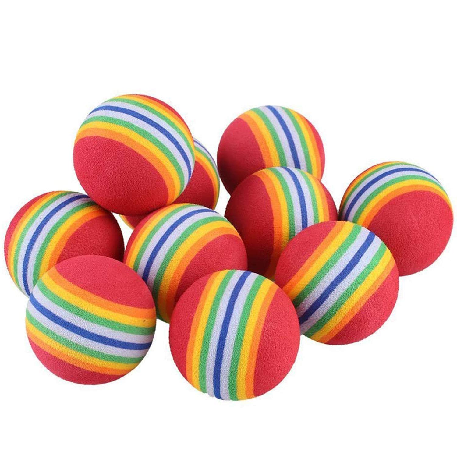 Paquete de 12 bolas de juguete de 2 colores arcoíris para gatos, espuma EVA suave, interactivas, juguetes favoritos de gatitos para interiores, juguetes favoritos de 1.38 pulgadas de 4