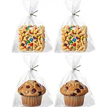 NEKSUNBAK 100Pack 6x7 Cellophane Cupcake Bags with Gold Twist Ties, Flat BottomFood Safe Bakery Packaging for Muffins, Chocolate Bombs, Cookies&MacaronsPerfect for Party Favors&Holiday