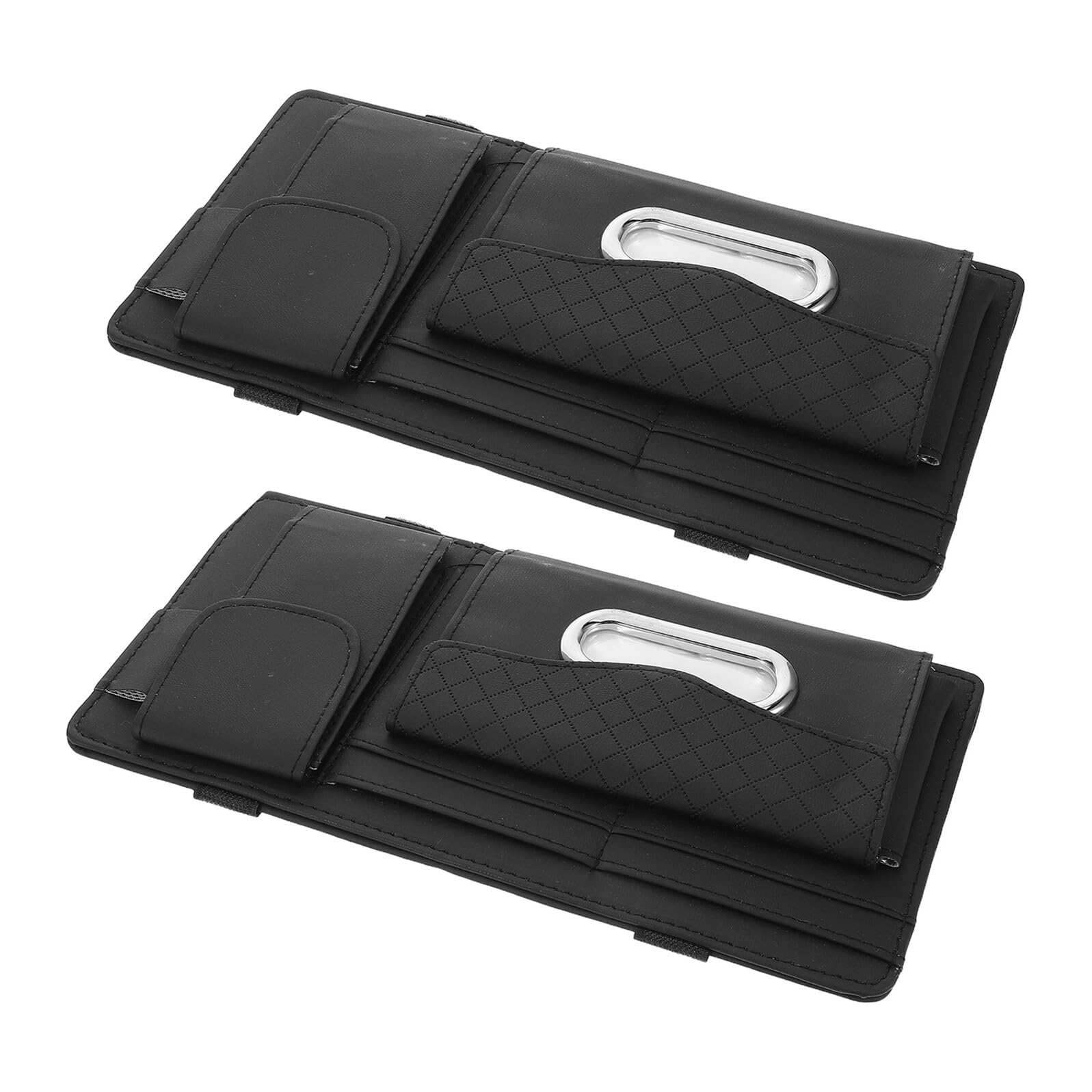 Organizer per Visiera Parasole Auto 2 Pezzi Custodia Porta Occhiali da Sole e Porta Fazzoletti Clip Multi-Tasca per Carte e Accessori Interni Veicoli Compatibile Suv e Camion