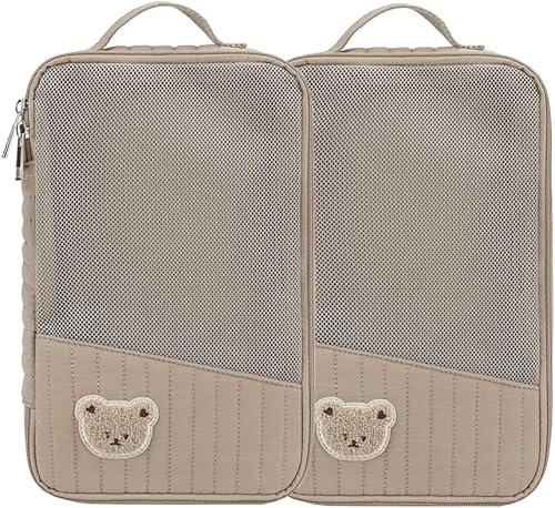 Miniatura 10 de MOMIGO Bolsas organizadoras para pañales para bebé, paquete de 2 bolsas impermeables para colgar pañales, bolsa de malla de oso de conejo,