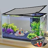 Jaxbo Magnetic DIY Aquarium Lid Cover - Anti-Jump Fish Tank Net Hood, Adjustable up to 35x19" for Square, Curved Tanks