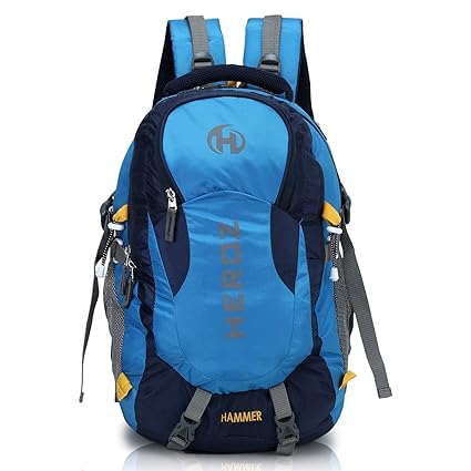 HEROZ Hammer Unisex Nylon 45 L Travel Laptop Backpack Water Resistant Slim Durable Fits Up to 17.3 Inch Laptop Notebook (All) (Navy Blue & Sky Blue)