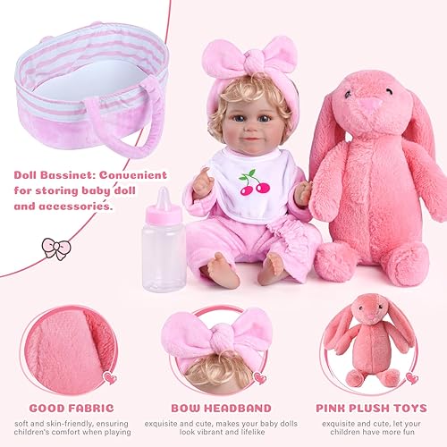 Miniatura 2 de JIZHI 8 piezas de ropa de muñeca de bebé con moisés para muñecas de bebé de 10 a 12 pulgadas, ropa de muñeca de bebé, accesorios para muñecas recién