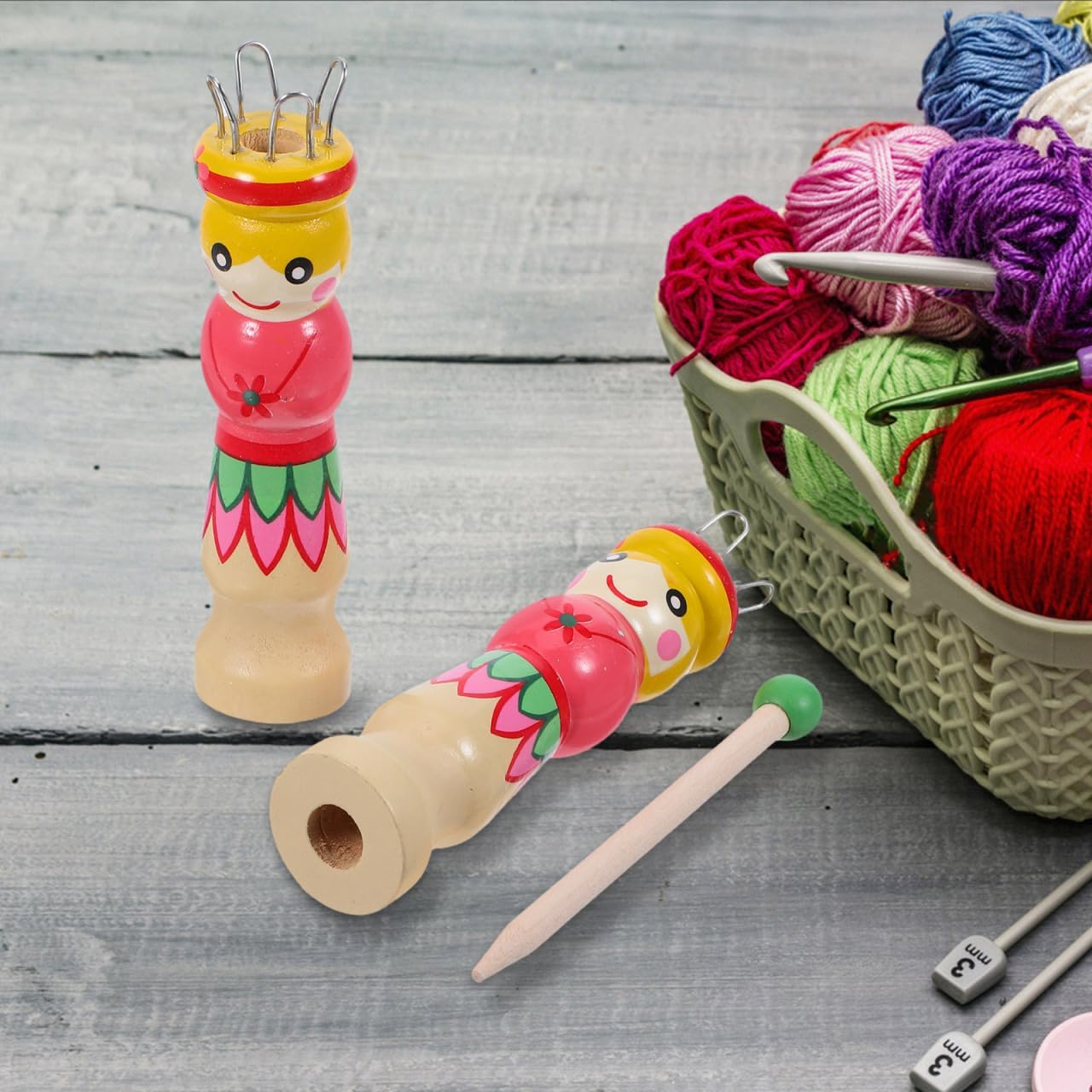 Healifty 2Pcs Weaving Tools Set 4.33In DIY Hand Tool with Doll and Point Needle for Knitting Crochet Craft Yarn Projects Kids and Artists