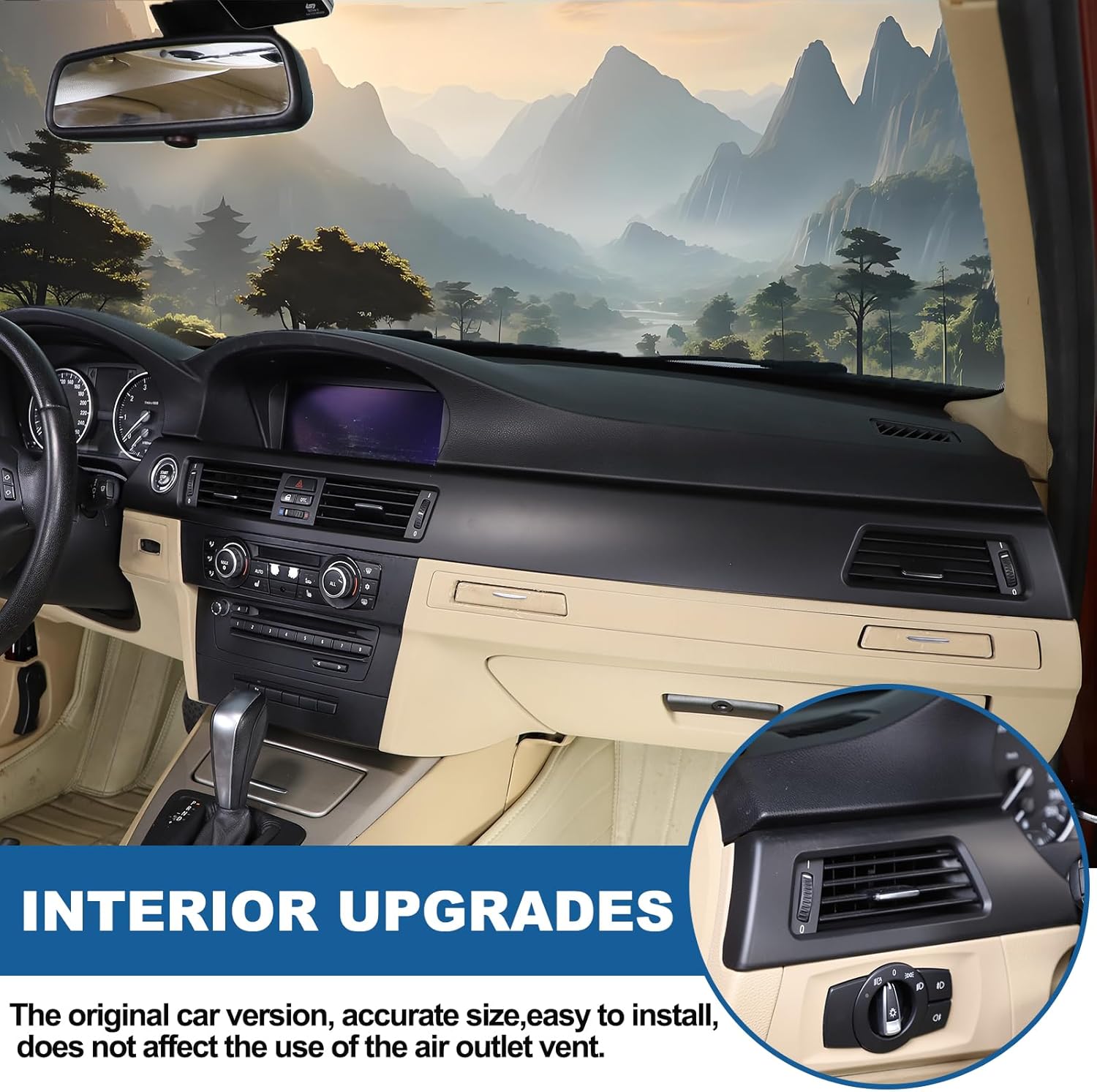 Car Center Console Panel Strips Trim Compatible with BMW 3 Series E90 E92 E93 2005-2012,Dash Cover Trim Instrument Panel Moulding Trim,Dashboard Strips Trim Sticker Accessories (Matte Black)