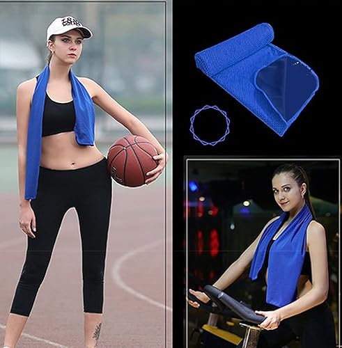 Miniatura 4 de Semper Paratus Gear Paquete de 2 toallas refrescantes azules para cuello y cara para climas cálidos, alivio instantáneo. Envuelve tu cabeza y cuello