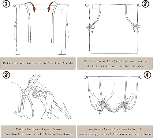 Miniatura 8 de Leeva Cortinas con diseño de globo para cocina, bolsillo superior para cortinero, estampado de pájaros azules, para ventanas de oficina de estudio,