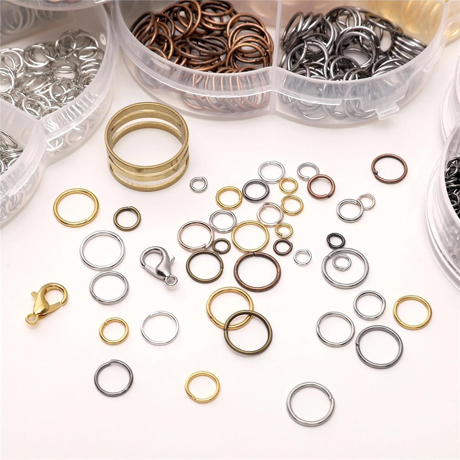 4Box Jewelry Making Kits Open Jump Rings Lobster Clasps Set for Handmade Bracelets Necklace DIY Accessories Materials(Gold Color)