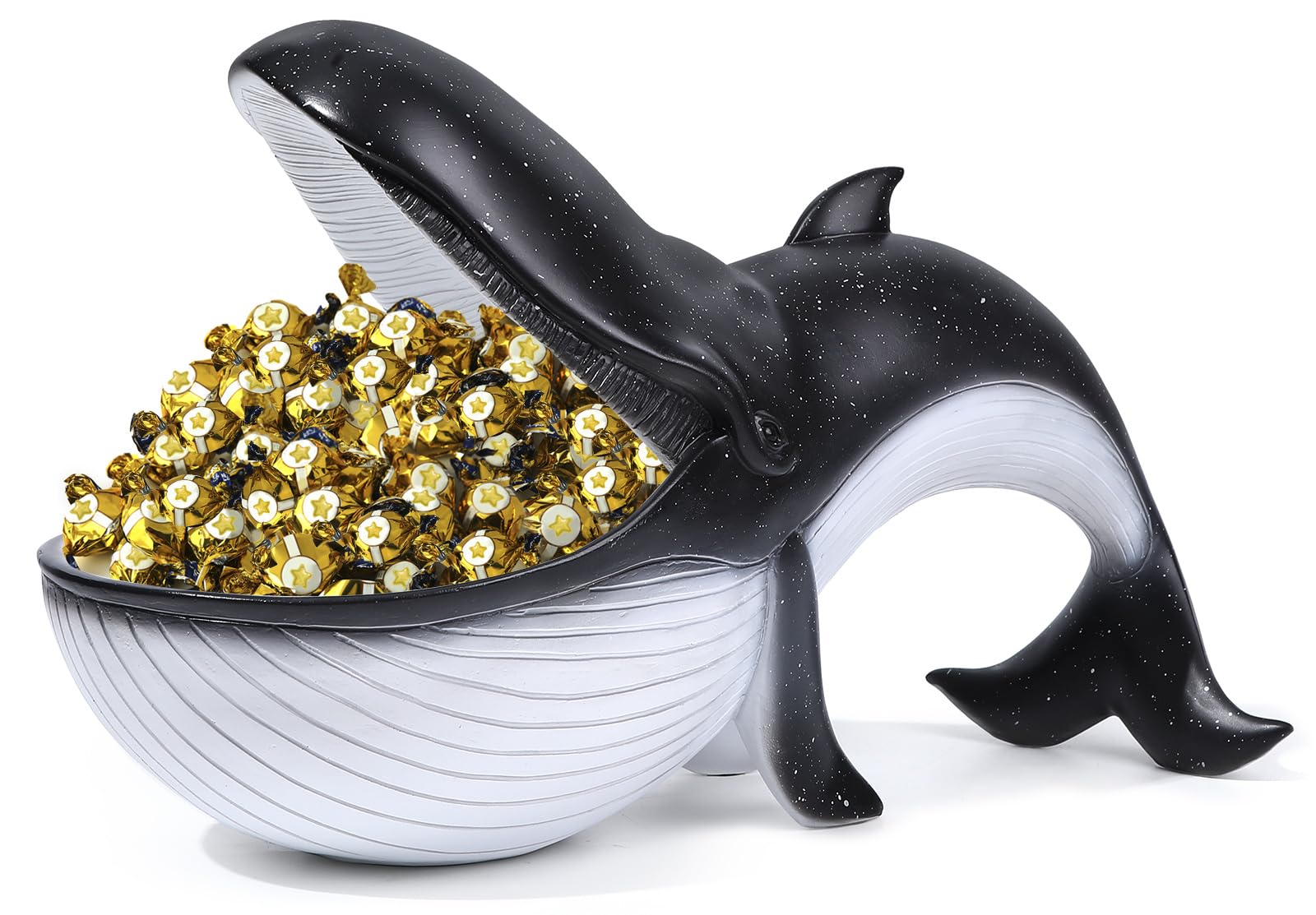 Cuenco para llaves de estatua de ballena de resina y caja decorativa