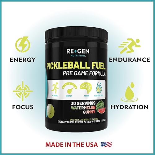 Miniatura 8 de Re+Gen Nutrition Combustible Pickle Ball, suplemento en polvo de electrolitos, electrolitos + aminoácidos para antes del entrenamiento para