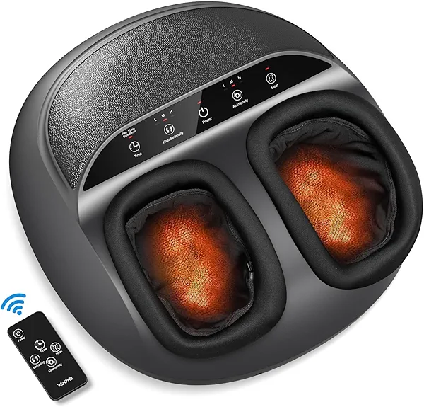 RENPHO Foot Massager Machine with Heat [2025 Upgraded], Shiatsu Foot Massager for Plantar Fasciitis, Birthday Gifts for Women, Wireless Control, FM059R-BK