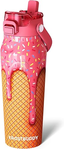 Miniatura 60 de Frost Buddy - Botella de agua con aislamiento de 32 oz con pajilla y tapa, de acero inoxidable, a prueba de fugas, frío durante 24 horas, a prueba