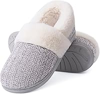 Evshine Women's Fuzzy Memory Foam Slippers - Closed Back Cozy Knit House Shoes for Indoor Outdoor Warmth & Comfort