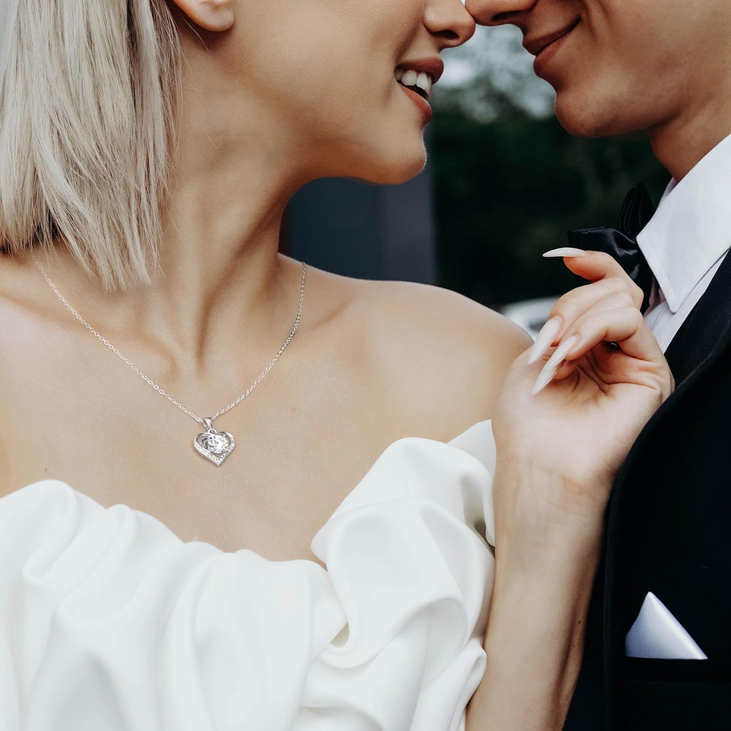 Moissanite Necklace for Women 1CT Heart Brilliant Heart Pendant Necklace D Color VVS1 S925 Sterling Silver Jewelry 18K White Gold Plated for Love Friend Mother’s Day Christmas Anniversary Birthday Gift for Wife Her Convey I Love You Message 18inch - Image 6