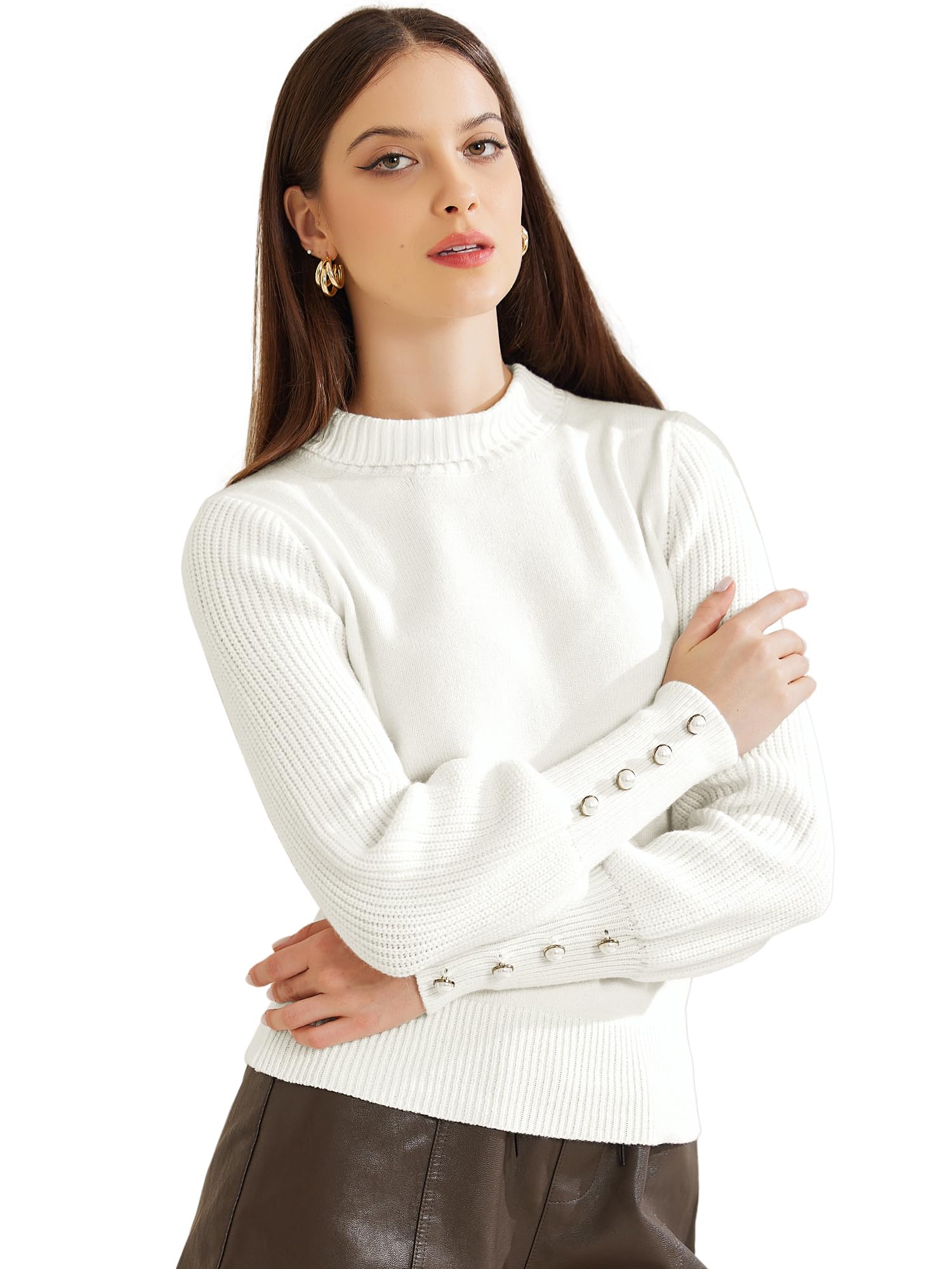 Allegra K Women's Ribbed Long Sleeve Turtleneck Stretch Winter Pullover Knit Sweater Top