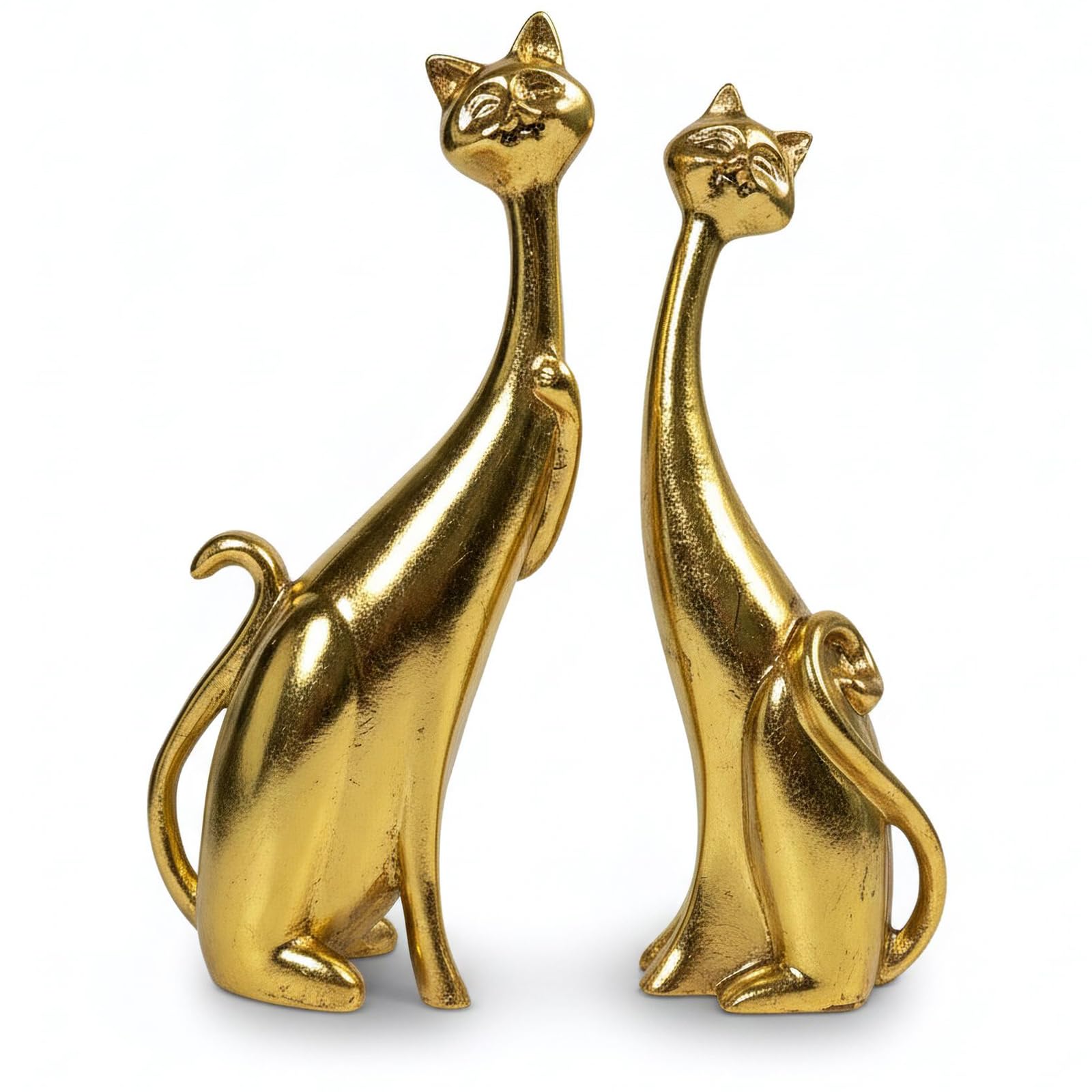 Katzen Deko Figuren 2 Stück, Katzenstatuen für Katzenliebhaber, Harzkatzen Statue Dekoration für Zuhause und Büro Harz Figuren Katzen Goldene Figuren Deko, Abstrakte Figuren Deko Goldene for Office