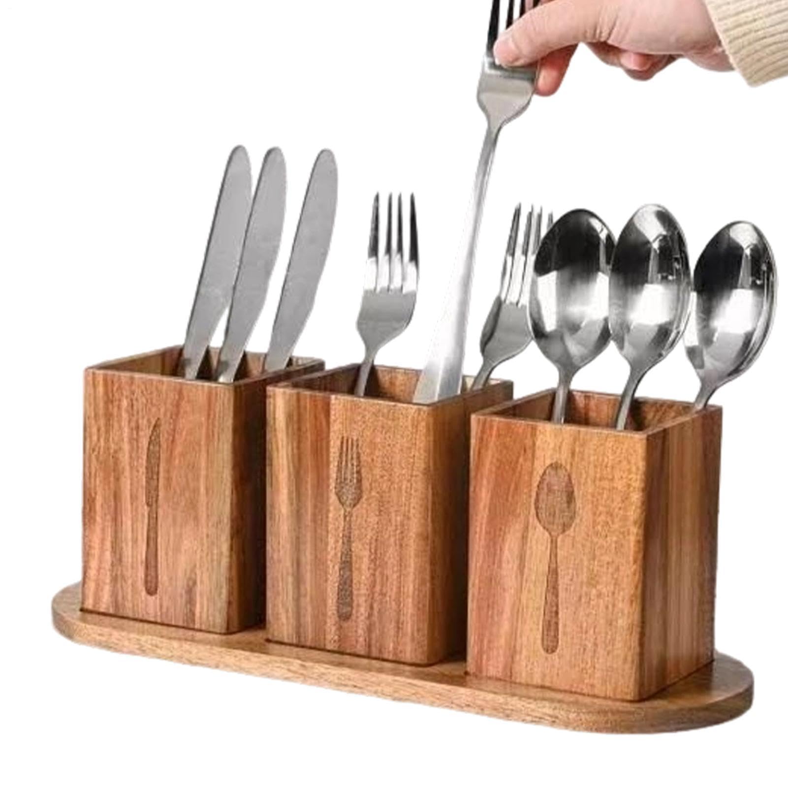 Porta utensili per piano di lavoro cucina Rack in legno compartimentato