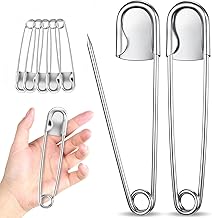 Safety Pins Extra Large 5 Pack Office Safety Pins for Clothing, Blanket, Hat, Name Tag, Accessory Parts, Fasteners, Craft Pins, Durable, Easy to Use, Home Use