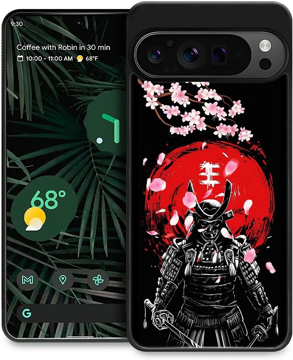 for Google Pixel 9 Pro XL Case, Sakura Japanese Samurai Pattern Graphic Design Girl Boy Soft Silicone Hard Acrylic Shock Protection for Google Pixel 9 Pro XL