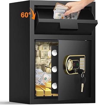 2.8 Cubic Drop Safe for Business, Anti-Theft Drop Slot Safes for Money with Digital Combination Lock & Spare Keys, Cash Depository Safe with Drop Box for Home Retail Store Business