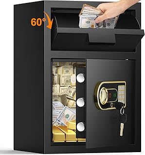 2.6 Cub Security Depository Safe Box for Business, Digital Drop Slot with Anti Fish Front and Keypad, locker LED light, External Battery Home Money Mail Church