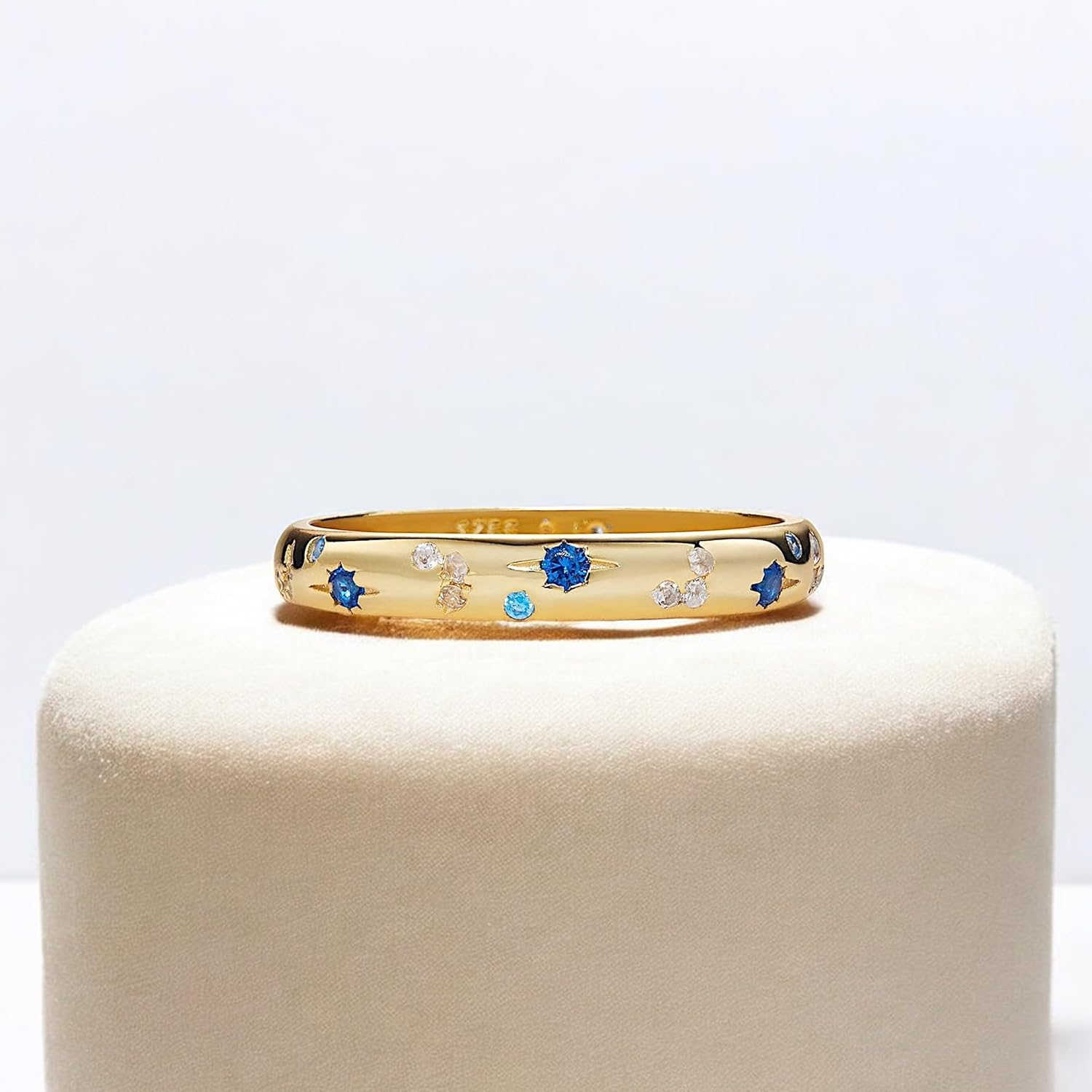 Moon Star Stacking Band Ring • Dainty Gold Star Matching Couple Ring • Sterling Silver Friendship Jewelry • Trendy Best Friend Gift wedding jewelry promise for women