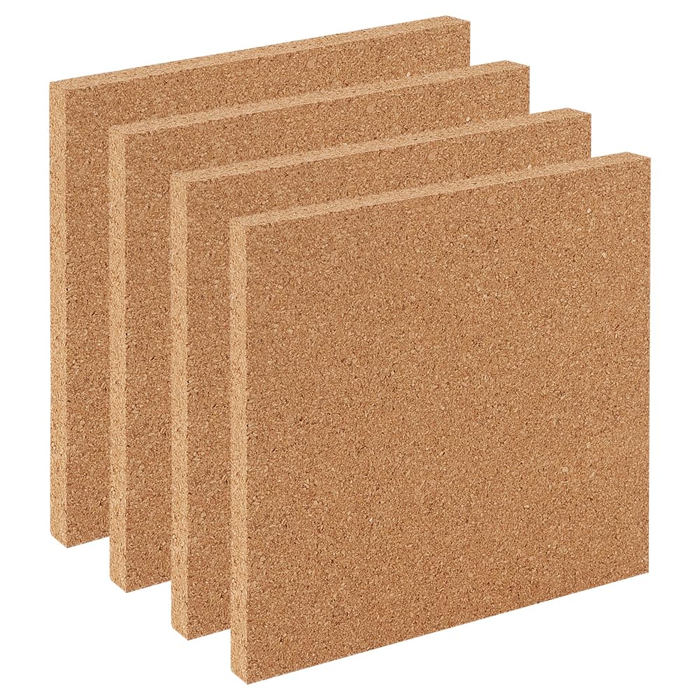 OLYCRAFT 4Pcs Square Cork Boards 15x15cm Non Self-Adhesive Wood Cork Tiles 1cm Thick Deep Square Message Board Natural Corks Notice Boards Hanging Pin Board for Wall Decor Party DIY Crafts Supplies