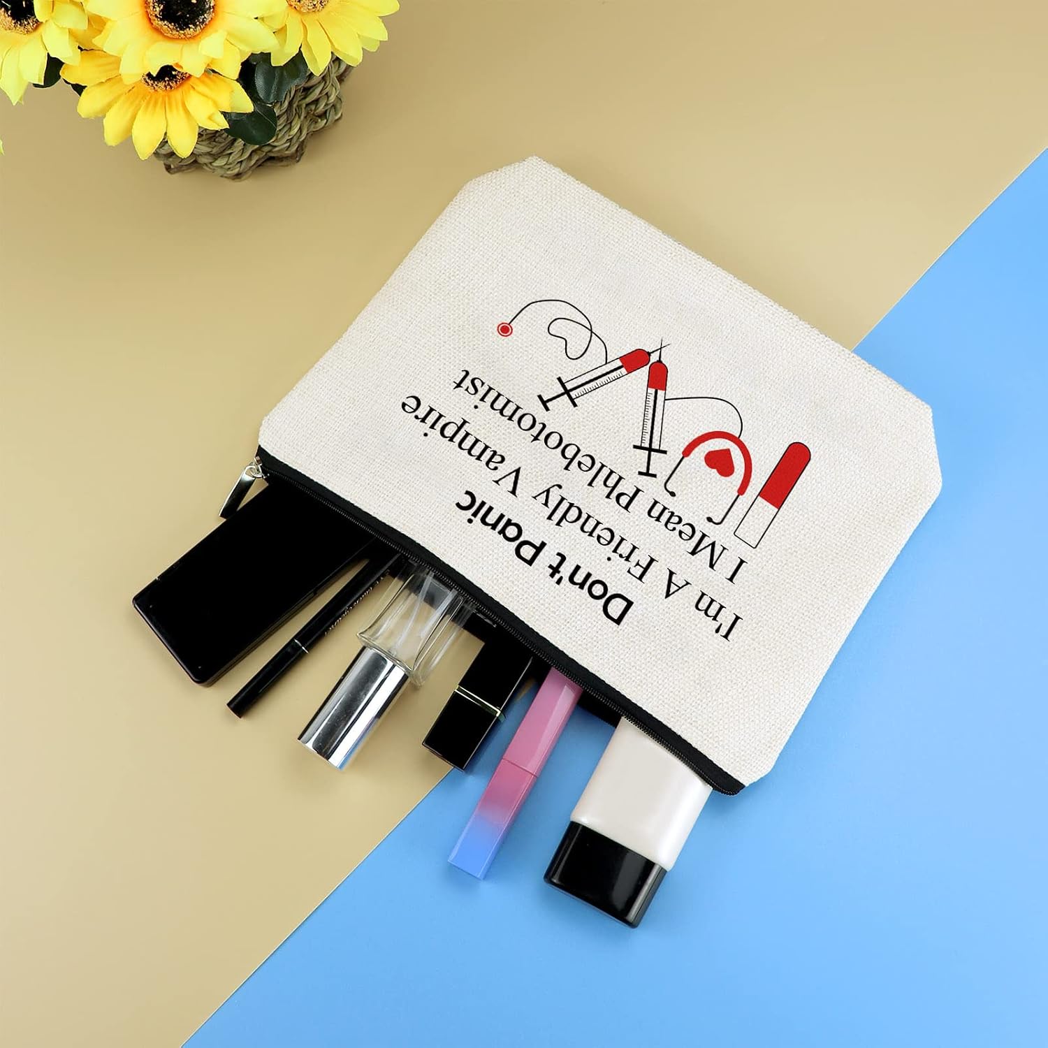 Funny Nurses Makeup Bag Gift Phlebotomist Gifts Phlebotomy Technician Phlebotomist Nurse Gifts Cosmetic Bag Pouch for Women Nurses' Day Birthday Gift for Technician Hematologist Medical Technologist image 4