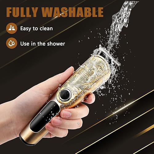 Vista 20 de Ufree - Cortadora de barba inalámbrica para hombres, maquina de afeitar eléctrica impermeable para nariz, cuerpo, cara y bigote, kit de aseo plateado