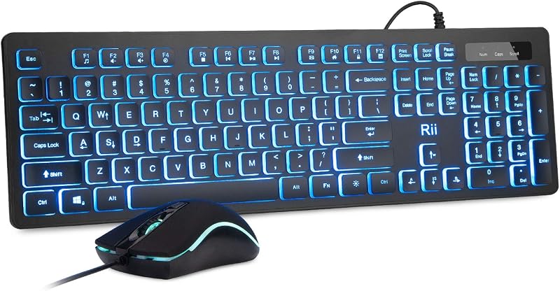 Wired Keyboard and Mouse Combo,Three Colors Backlit | USB Keyboard and Mouse Set,Quiet Input Gaming Keyboard,Optical RGB Mouse for School,Office,Business and Gaming
