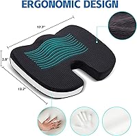 Vista 3 de Tbfit Cojín de asiento con memoria de gel refrescante, cojín ortopédico antideslizante de espuma viscoelástica de gel para el dolor de coxis - Cojín