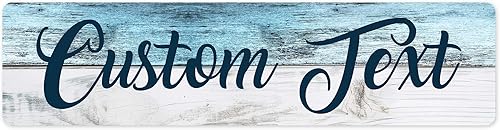 Miniatura 48 de Letrero Personalizado, Letrero de Calle Personalizado, 11 Colores de Fuente, 13 Estilos de Fuente, 4 Opciones de Agujeros, 22 Tamaños, 6x24 Madera
