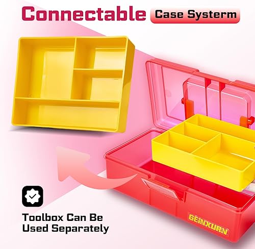 Miniatura 4 de Caja de herramientas de plástico con tapas y asa, organizador portátil de piezas pequeñas, mini estuche de almacenamiento transparente para