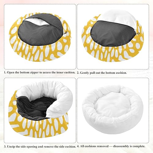 Miniatura 8 de White Spots Yellow Warm & Cozy Pet Dog Beds fluffier Calming Bed for Small Size Pets Supplies Camas para mascotas Grandes