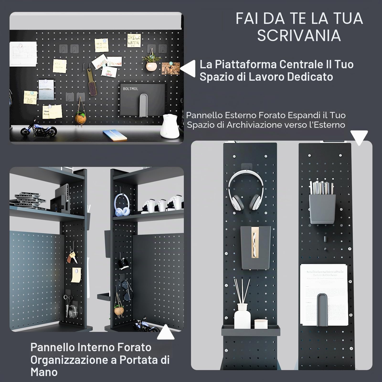Scaffale da scrivania a 2 livelli con supporto per monitor, bianco, 80 cm, organizer da scrivania con disco rigido