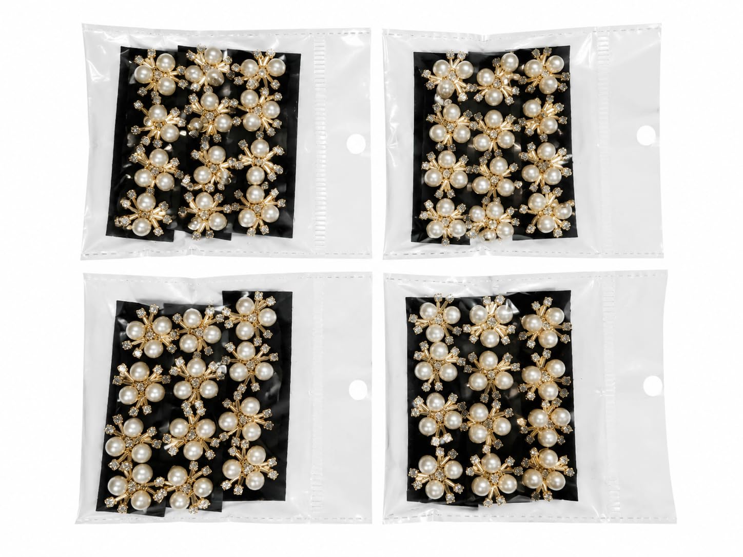 Pearl Beaded Flower Brooch Pins with Rhinestones Silver & Gold-picture-30