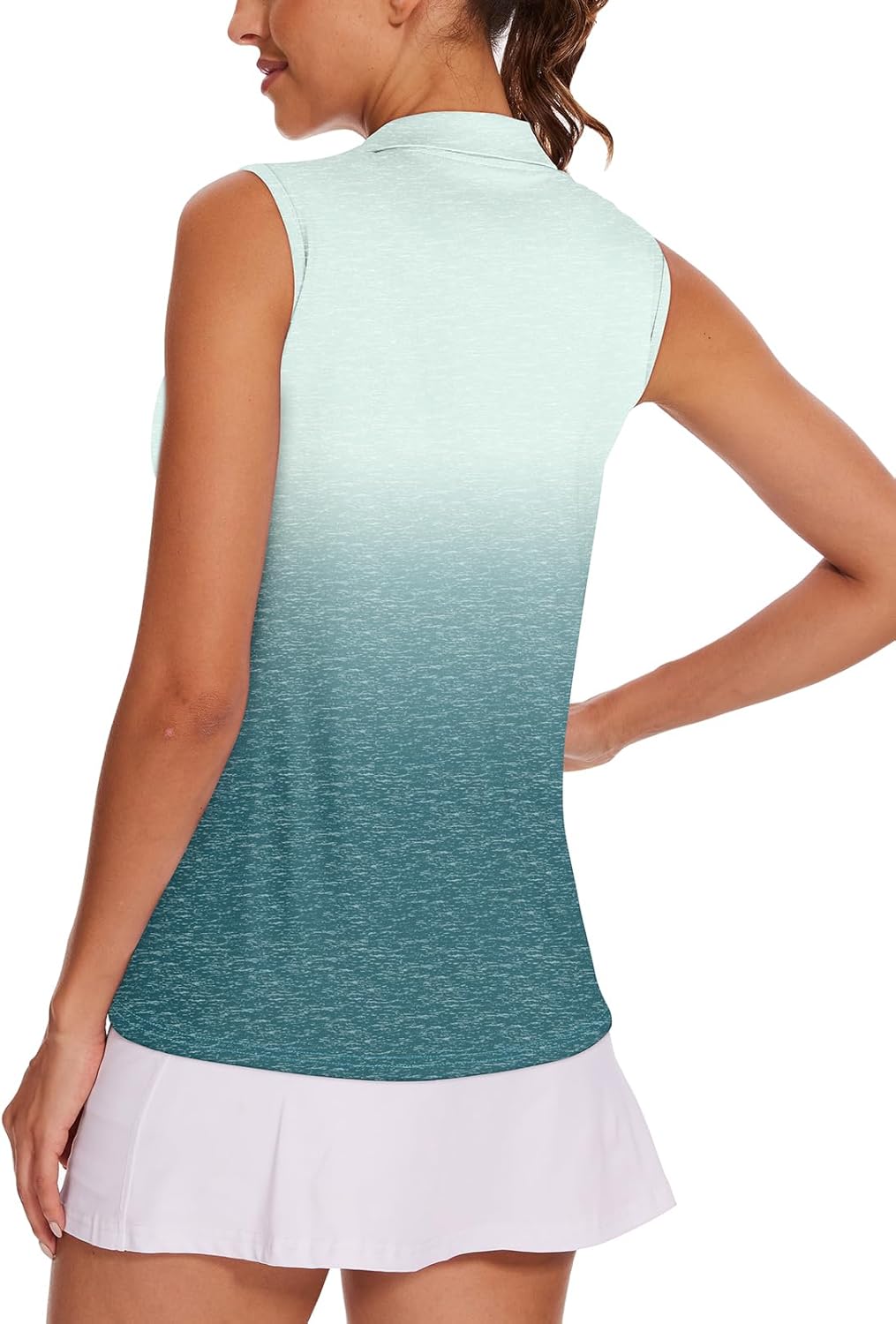 Tanst Sky Women's Sleeveless Golf Shirt Quick Dry Zip Up Workout Tennis Tops with Pockets - Image 2