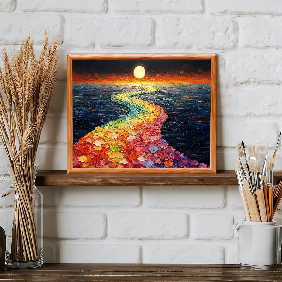 Kit pintura al oleo lienzo DIY para relajarse en casa pintando un atardecer de 50x60cm para adultos 3