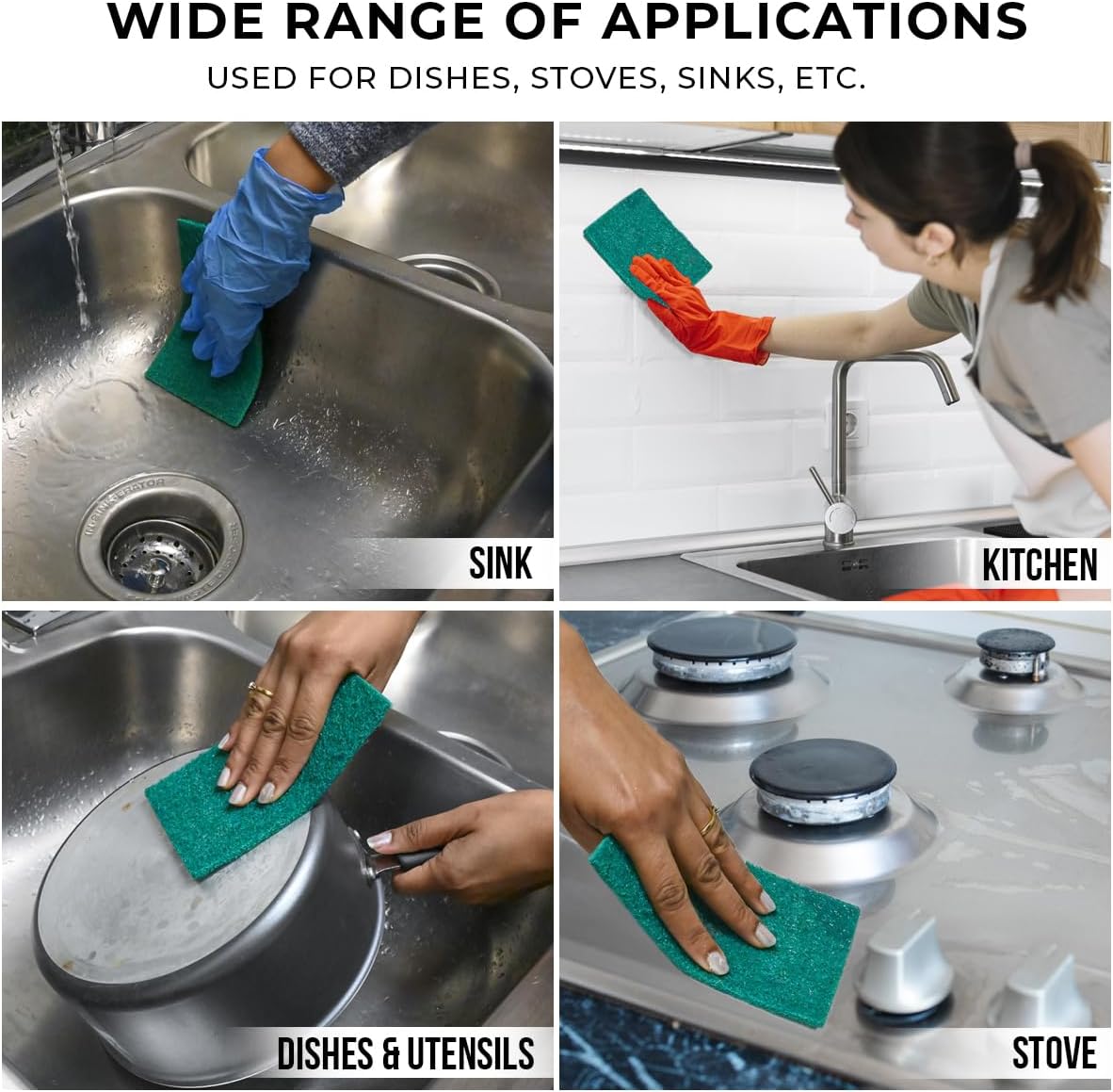 Kleen Handler Bulk Green Medium Duty Cleaning Pads – Kitchen Scrub Sponges, Scouring Pads for Washing Dishes, Bathroom, Restaurant Cleaning Sponge, Household General Cleaning (Bulk Case Pack of 480)