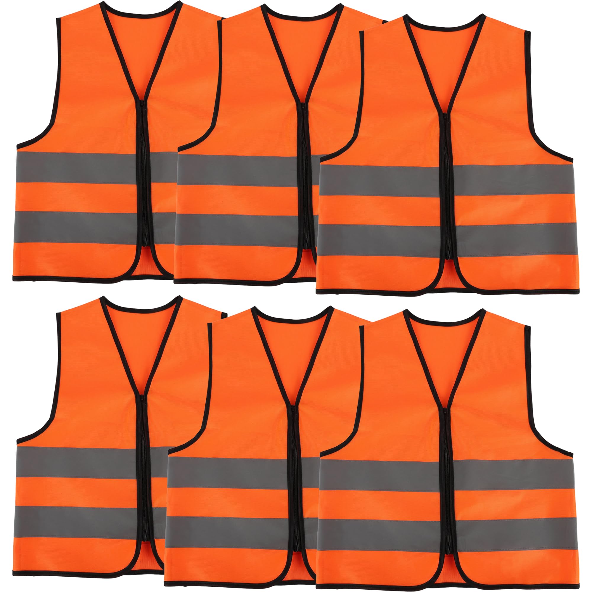 6 Pack Kids Hi Vis Vests Child High Visibility Reflective Vest Kids Traffic Construction Safety Vest with Reflective Strips for Girls Boys Outdoor Activities (Orange